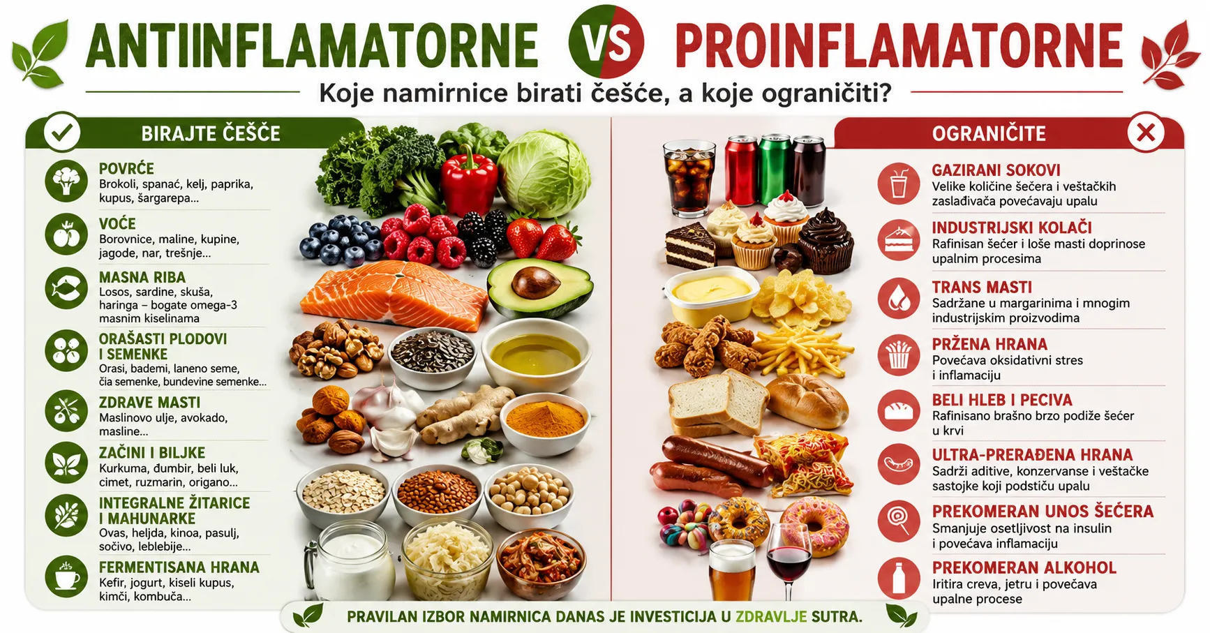 Antiinflamatorne i proinflamatorne namirnice